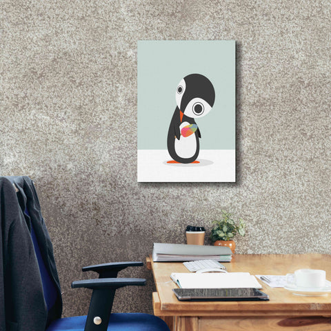 Image of 'Pingu Loves Ice Cream' by Volkan Dalyan, Giclee Canvas Wall Art,18x26