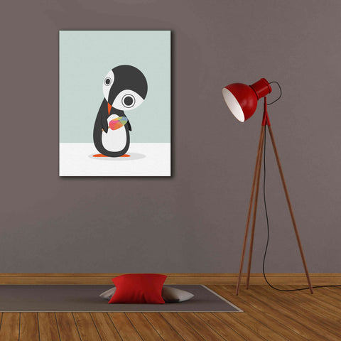 Image of 'Pingu Loves Ice Cream' by Volkan Dalyan, Giclee Canvas Wall Art,26x34
