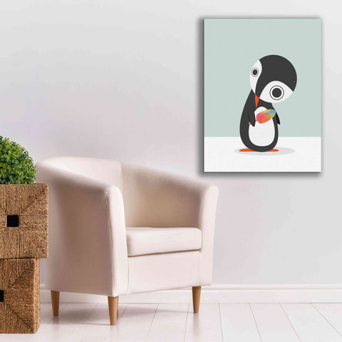 Image of 'Pingu Loves Ice Cream' by Volkan Dalyan, Giclee Canvas Wall Art,26x34