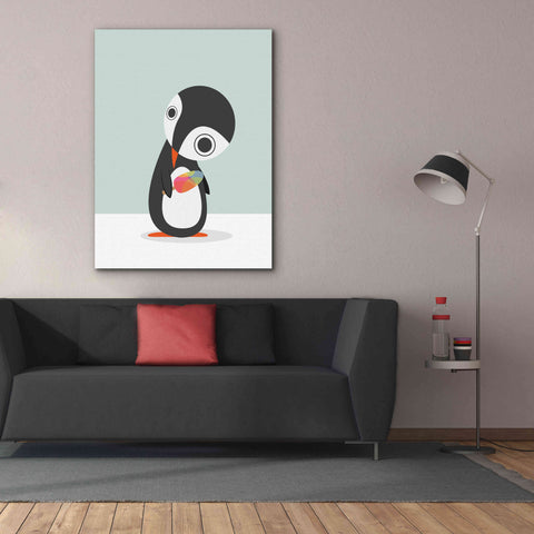 Image of 'Pingu Loves Ice Cream' by Volkan Dalyan, Giclee Canvas Wall Art,40x54