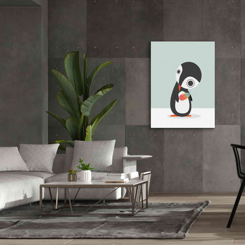 Image of 'Pingu Loves Ice Cream' by Volkan Dalyan, Giclee Canvas Wall Art,40x54