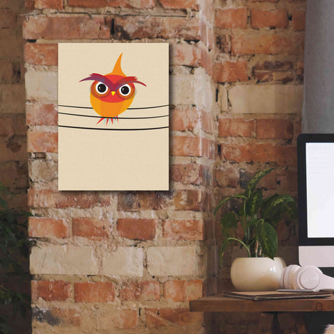 Image of 'Owl on a Wire' by Volkan Dalyan, Giclee Canvas Wall Art,12x16