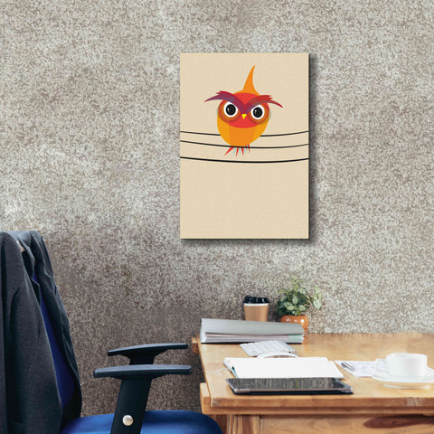 Image of 'Owl on a Wire' by Volkan Dalyan, Giclee Canvas Wall Art,18x26