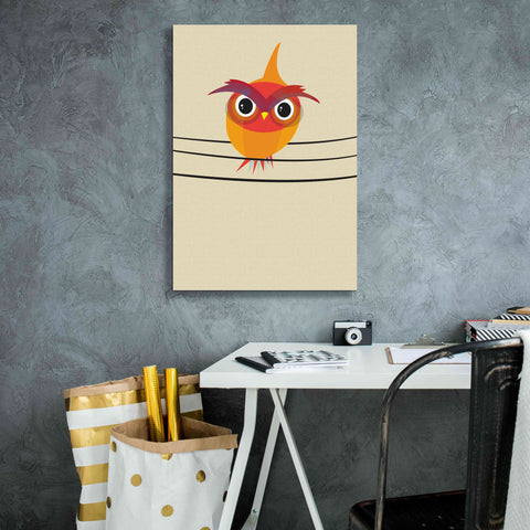 Image of 'Owl on a Wire' by Volkan Dalyan, Giclee Canvas Wall Art,18x26