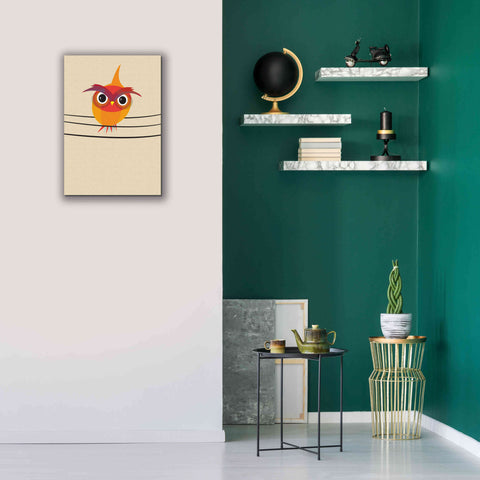 Image of 'Owl on a Wire' by Volkan Dalyan, Giclee Canvas Wall Art,18x26