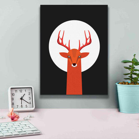 Image of 'Deer & Moon' by Volkan Dalyan, Giclee Canvas Wall Art,12x16