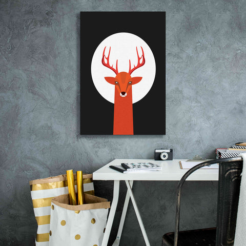 Image of 'Deer & Moon' by Volkan Dalyan, Giclee Canvas Wall Art,18x26