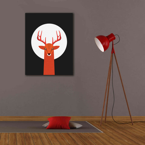 Image of 'Deer & Moon' by Volkan Dalyan, Giclee Canvas Wall Art,26x34