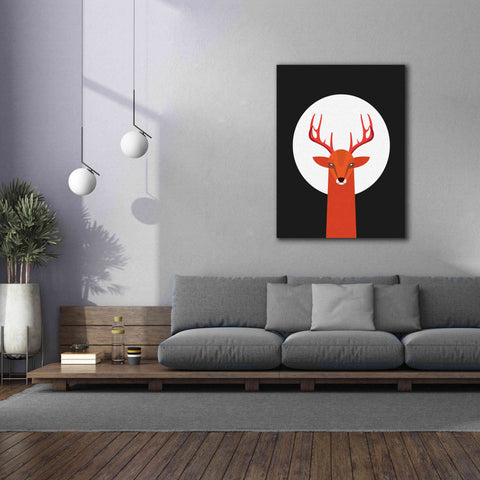 Image of 'Deer & Moon' by Volkan Dalyan, Giclee Canvas Wall Art,40x54