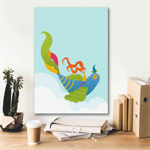 Image of 'Bird and Girl' by Volkan Dalyan, Giclee Canvas Wall Art,18x26