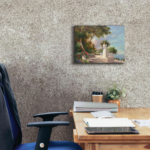 Image of 'Balcony at Lake Como' by Art Fronckowiak, Giclee Canvas Wall Art,16x12