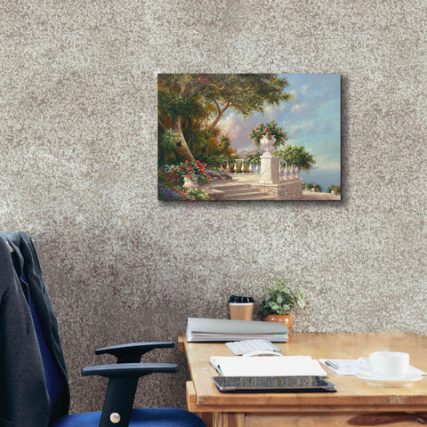 Image of 'Balcony at Lake Como' by Art Fronckowiak, Giclee Canvas Wall Art,26x18