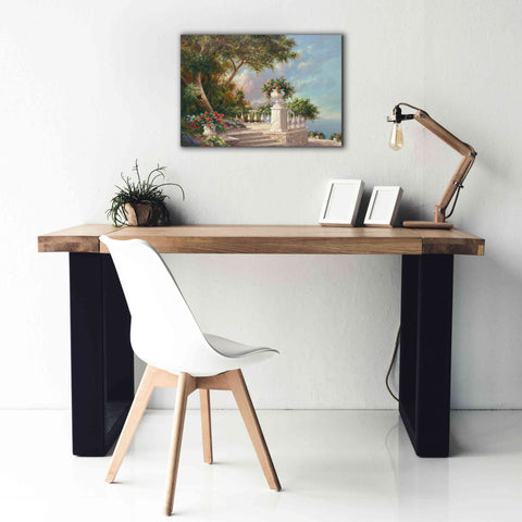 Image of 'Balcony at Lake Como' by Art Fronckowiak, Giclee Canvas Wall Art,26x18