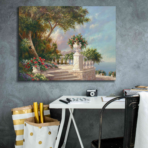 Image of 'Balcony at Lake Como' by Art Fronckowiak, Giclee Canvas Wall Art,34x26