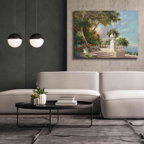 Image of 'Balcony at Lake Como' by Art Fronckowiak, Giclee Canvas Wall Art,54x40
