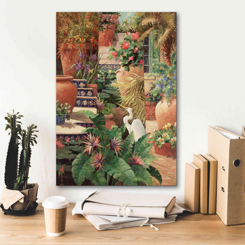 Image of 'Floral Fractal with Egret' by Art Fronckowiak, Giclee Canvas Wall Art,18x26