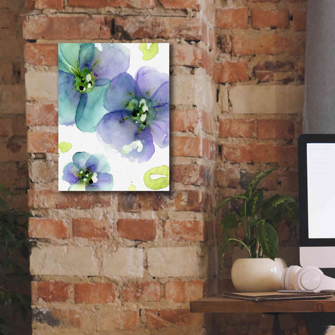 Image of 'Blue Flowers' by Dawn Derman, Giclee Canvas Wall Art,12x16
