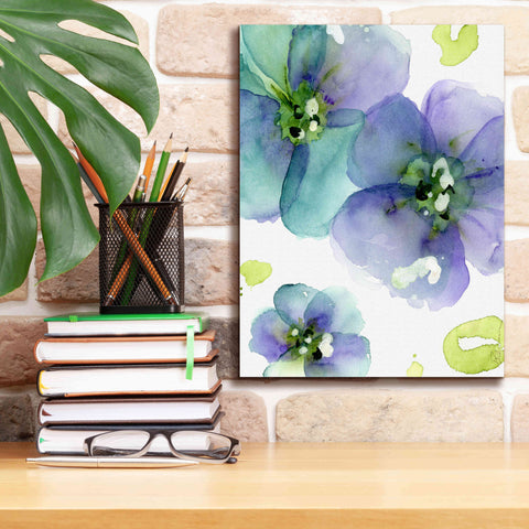 Image of 'Blue Flowers' by Dawn Derman, Giclee Canvas Wall Art,12x16