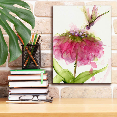 Image of 'Dragonfly and Zinnia' by Dawn Derman, Giclee Canvas Wall Art,12x16
