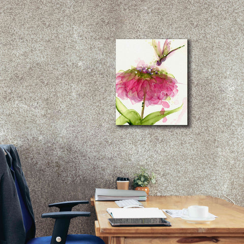 Image of 'Dragonfly and Zinnia' by Dawn Derman, Giclee Canvas Wall Art,20x24