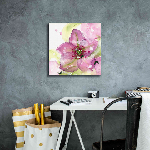 Image of 'Pink Flower in the Snow' by Dawn Derman, Giclee Canvas Wall Art,18x18