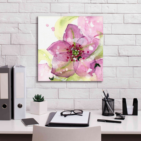 Image of 'Pink Flower in the Snow' by Dawn Derman, Giclee Canvas Wall Art,18x18