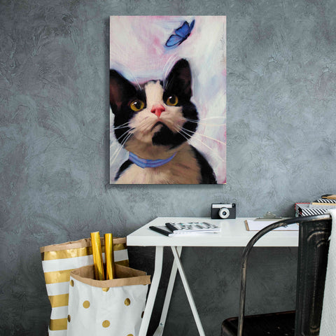 Image of 'Cat and Butterfly' by Diane Hoeptner, Giclee Canvas Wall Art,18x26