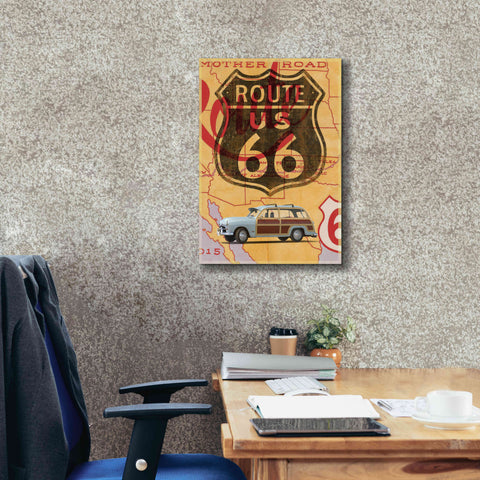 Image of 'Route 66 Vintage Postcard' by Edward M. Fielding, Giclee Canvas Wall Art,18x26