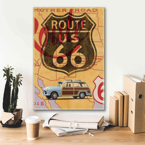 Image of 'Route 66 Vintage Postcard' by Edward M. Fielding, Giclee Canvas Wall Art,18x26