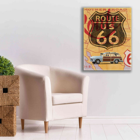 Image of 'Route 66 Vintage Postcard' by Edward M. Fielding, Giclee Canvas Wall Art,26x34
