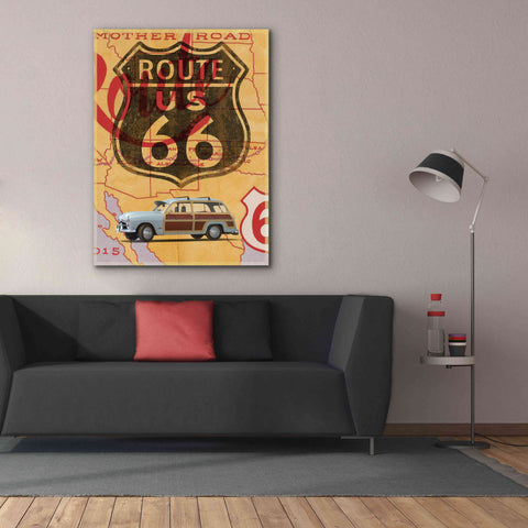 Image of 'Route 66 Vintage Postcard' by Edward M. Fielding, Giclee Canvas Wall Art,40x54