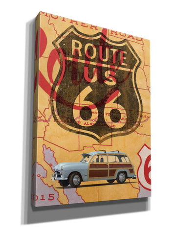Image of 'Route 66 Vintage Postcard' by Edward M. Fielding, Giclee Canvas Wall Art