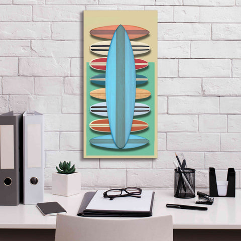 Image of 'Surfboards - Red' by Edward M. Fielding, Giclee Canvas Wall Art,12x24