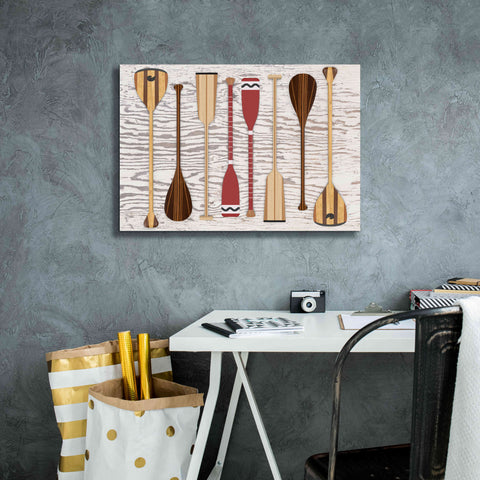 Image of 'Canoe Paddles & Oar' by Edward M. Fielding, Giclee Canvas Wall Art,26x18