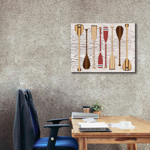 Image of 'Canoe Paddles & Oar' by Edward M. Fielding, Giclee Canvas Wall Art,34x26