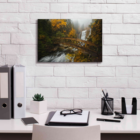 Image of 'A Bridge in the Forest' by Enrico Fossati, Giclee Canvas Wall Art,18x12