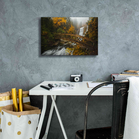 Image of 'A Bridge in the Forest' by Enrico Fossati, Giclee Canvas Wall Art,18x12