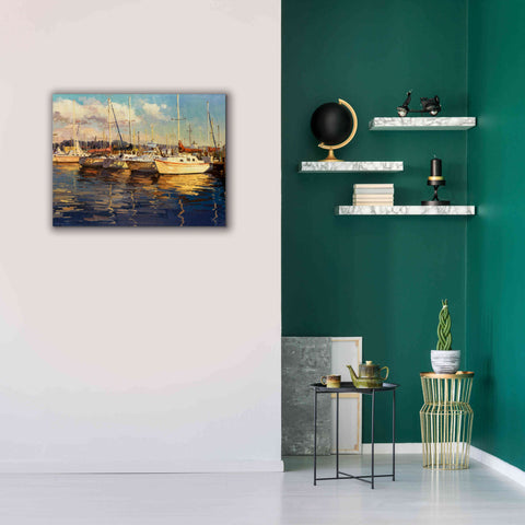 Image of 'Boats on Glassy Harbor' by Furtesen, Giclee Canvas Wall Art,34x26