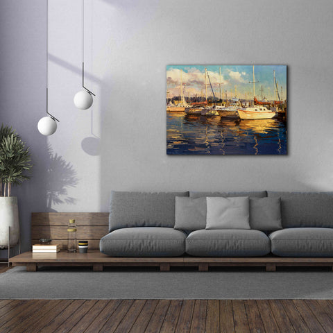 Image of 'Boats on Glassy Harbor' by Furtesen, Giclee Canvas Wall Art,54x40