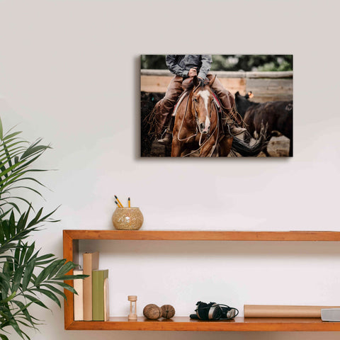 Image of 'Cutting Horse' by Lisa Dearing, Giclee Canvas Wall Art,18x12