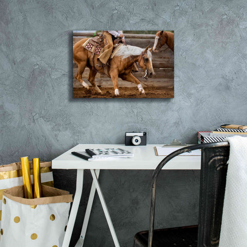 Image of 'Cutting Horses' by Lisa Dearing, Giclee Canvas Wall Art,18x12