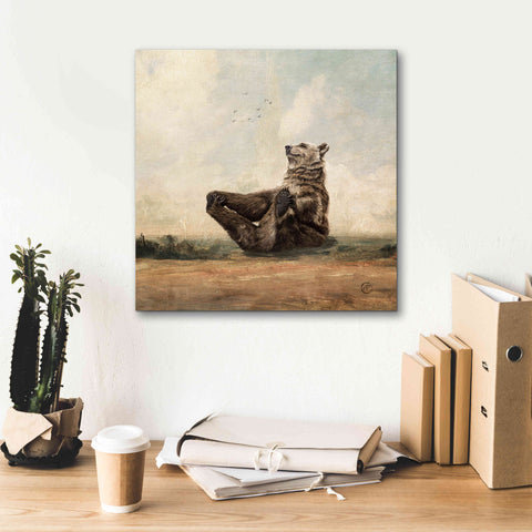Image of 'Yo The Yoga Bear' by Paula Belle Flores, Giclee Canvas Wall Art,18 x 18