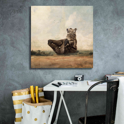Image of 'Yo The Yoga Bear' by Paula Belle Flores, Giclee Canvas Wall Art,26 x 26