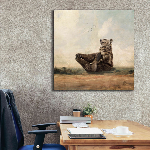 Image of 'Yo The Yoga Bear' by Paula Belle Flores, Giclee Canvas Wall Art,37 x 37