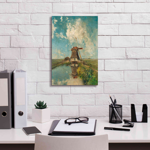 Image of 'A Windmill on a Polder Waterway c. 1889' by Gabriel, Giclee Canvas Wall Art,12 x 18