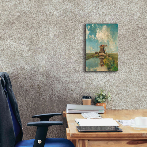 Image of 'A Windmill on a Polder Waterway c. 1889' by Gabriel, Giclee Canvas Wall Art,12 x 18