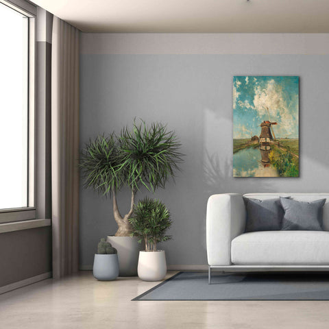 Image of 'A Windmill on a Polder Waterway c. 1889' by Gabriel, Giclee Canvas Wall Art,26 x 40