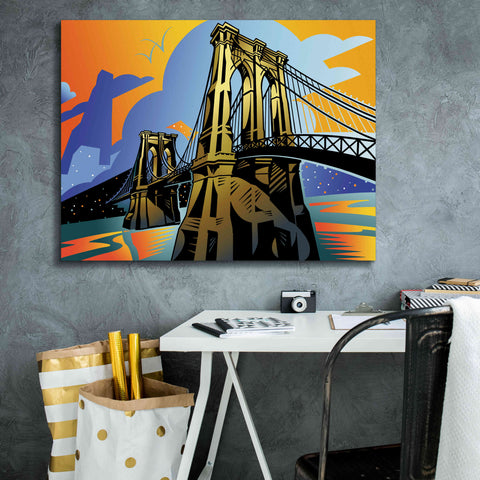 Image of 'Brooklyn Bridge' by David Chestnutt, Giclee Canvas Wall Art,34 x 26