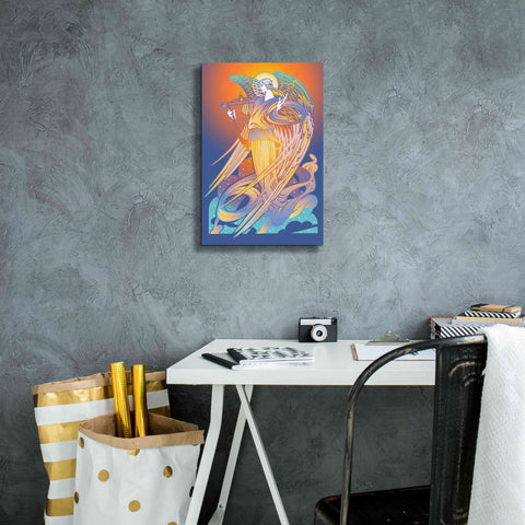 Image of 'New Angel With Harp' by David Chestnutt, Giclee Canvas Wall Art,12 x 18