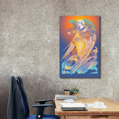 Image of 'New Angel With Harp' by David Chestnutt, Giclee Canvas Wall Art,26 x 40